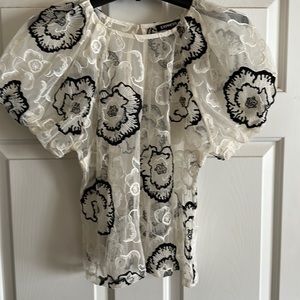 Express Sheer Puff Sleeved Blouse
